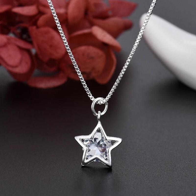 Luxury Designer Copper Color Pretty Shining Crystal Star Necklace for Women Fashion Party Wedding Jewelry Couple Gift