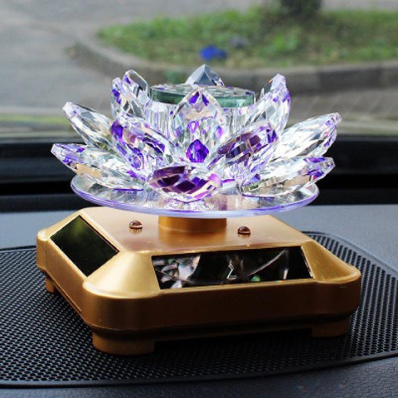 Solar-Powered Rotating Lotus Car Perfume Ornament