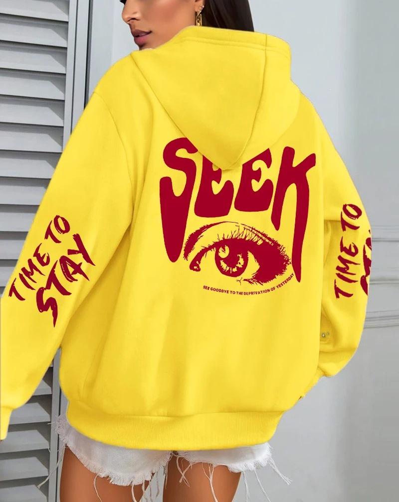 Women's Casual Autumn Fleece Hooded Sweatshirt with Pockets