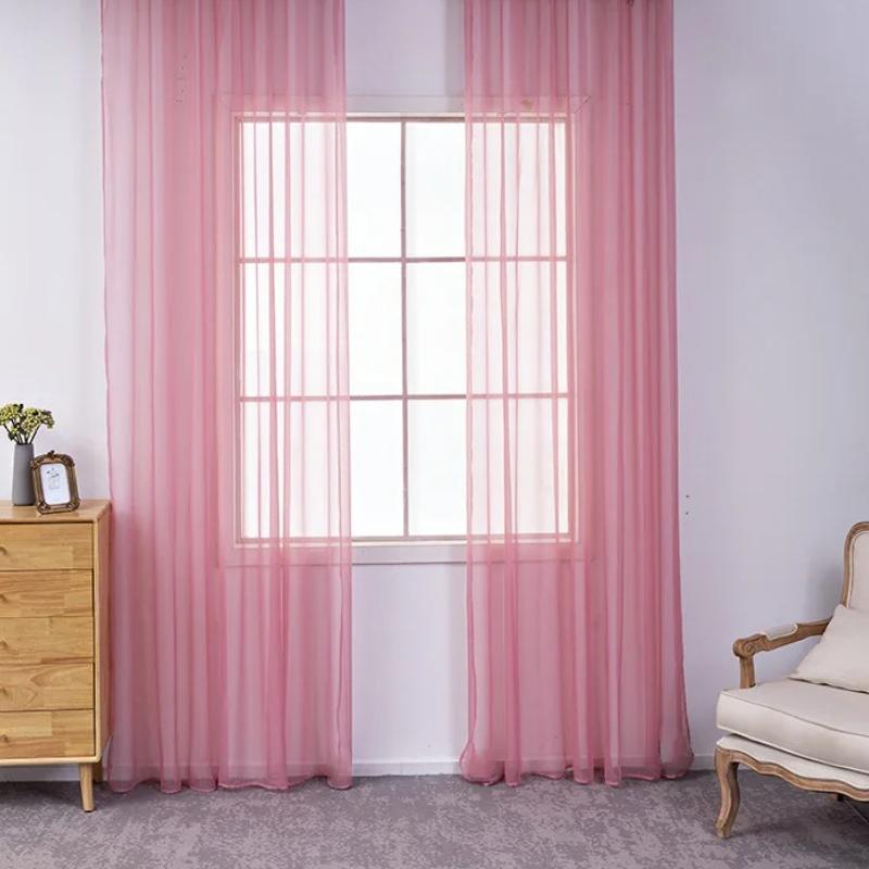 1pcs Beautiful Home Decoration Curtain Translucent Solid Color Gauze Curtains Gorgeous Hotel Living Room Decor Window Blind