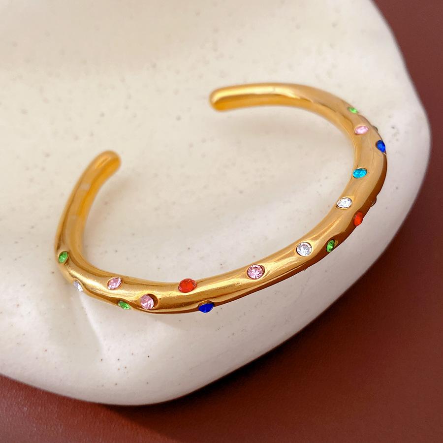Stainless Steel Crystal Pearl Open Bangle Fashion Luxury Hand Jewelry Wholesale