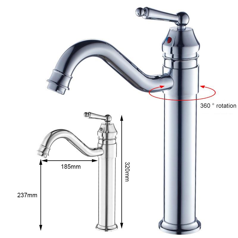 Bathroom Tall Basin Sink Faucet 360 Degree Turn Sink Hot and Cold Bath Sink Vessel Faucets Water Mixer Crane EL5002