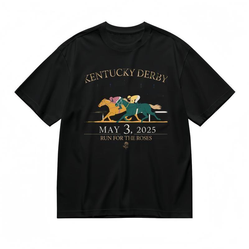 

Women s Fashion Breathable Classic T-Shirt Jockey Horse Sprint Rose Motif Tee L