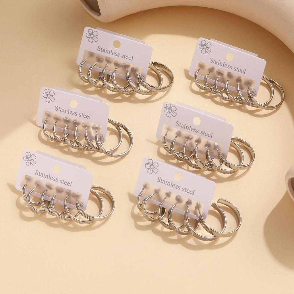 Geometric Stainless Steel Round Hoop Earrings - Classic, Luxurious, Non-Fading for Women