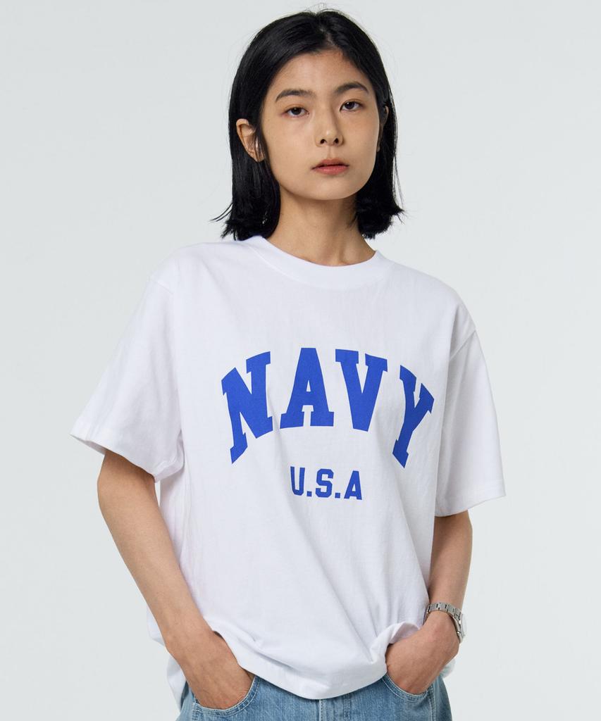 PAPERBOY Navy U.S.A Short Sleeve T-Shirt - White & Blue
