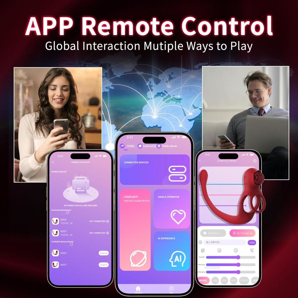 App Controlled Cock Ring & Anal Stimulator Set - 10 Speed Vibration for Men, Clit & Prostate Massage, Couples Pleasure Toy