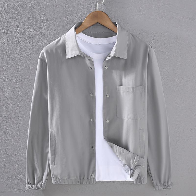 Japanese Style Lapel Collar Jackets for Men Spring Fall Daily Casual Men's Coat Solid Color Cotton Button Coat