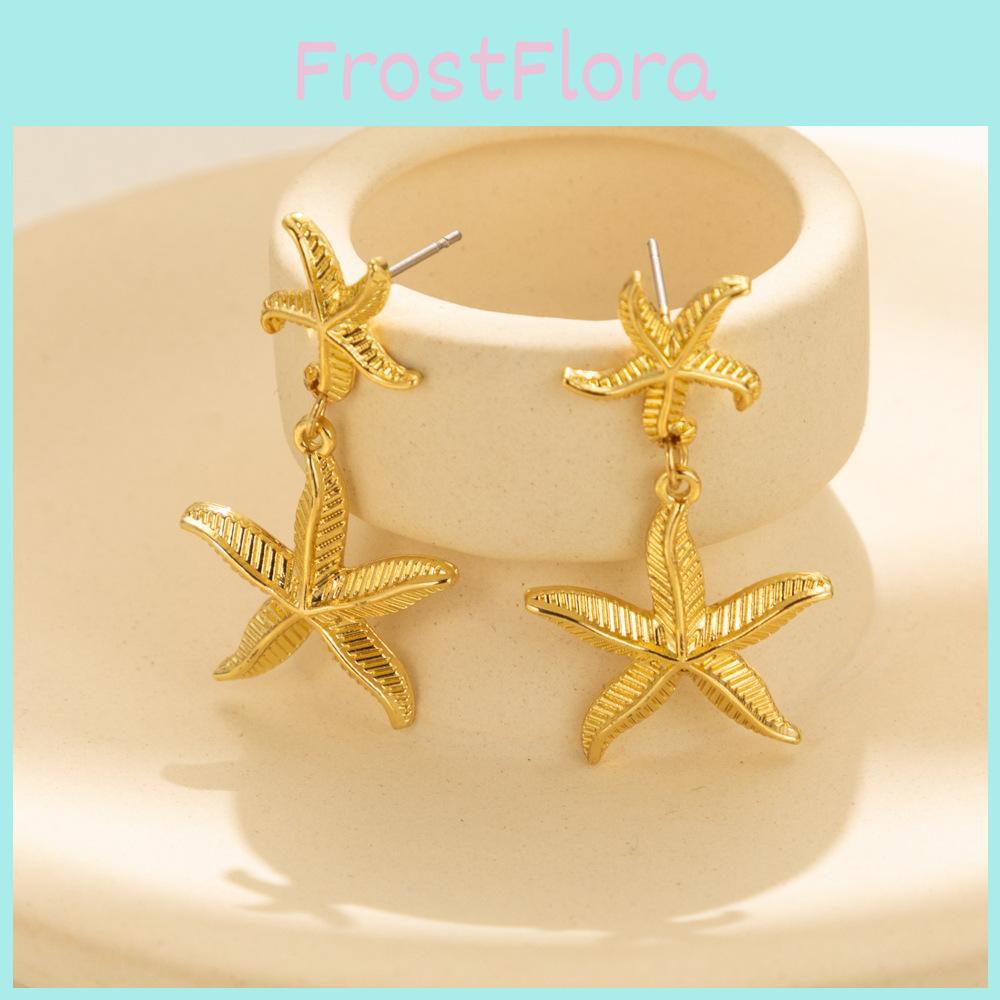 Chic Gold Starfish Pendant Earrings Trendy Gold Alloy Womens Star Shape Jewelry For Autumn