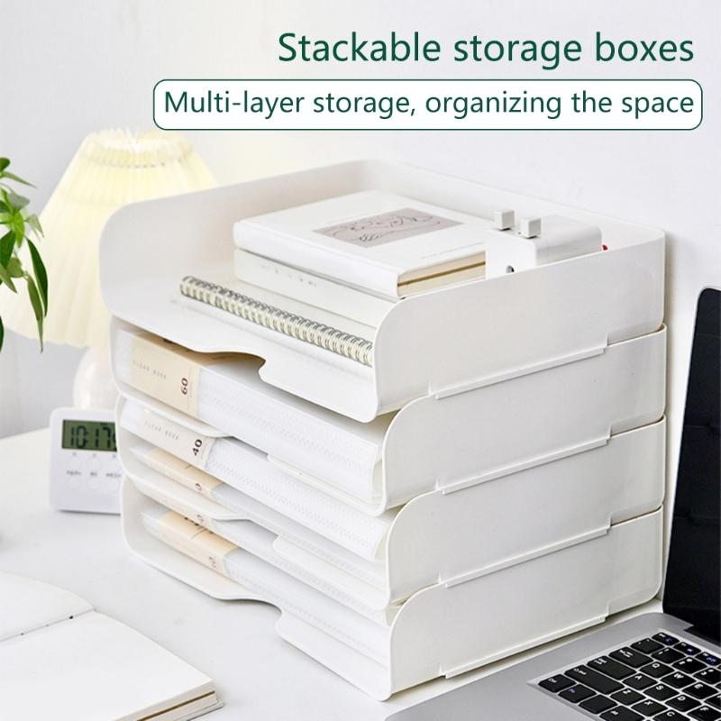 Stackable Paper Letter Tray Stacking File Letter Tray Space Saving Desk Document Organiser for School Office Supplies