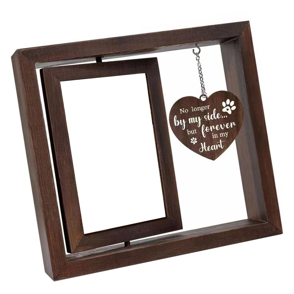 Elegant Wood Pet Memorial Frame for 4x6'' Photo Display Dog Cats Remembrances Picture Frame Sympathy Gifts for Pet Owners