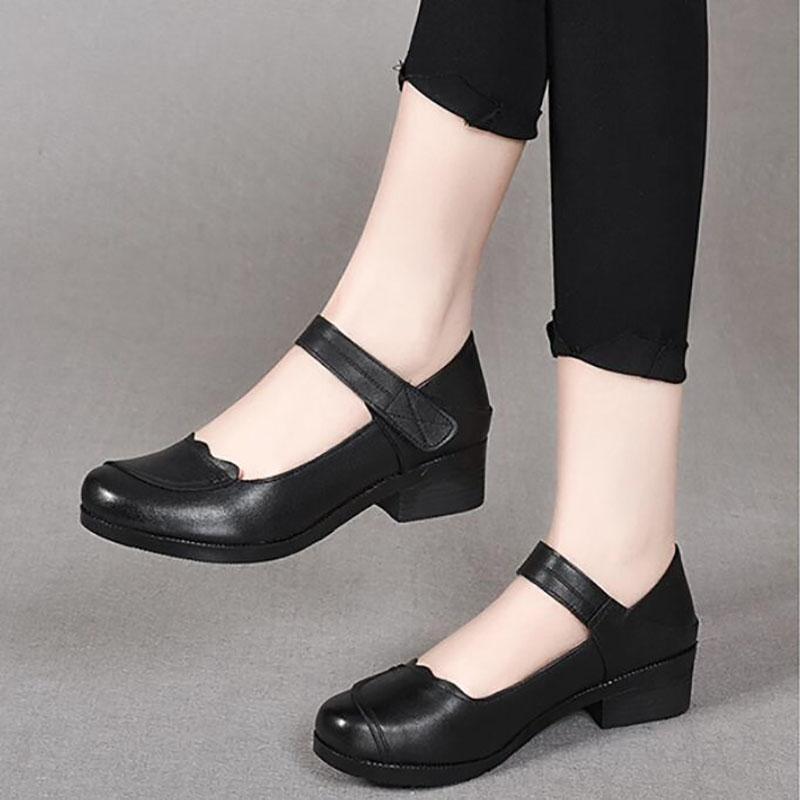 Fashion GKTINOO Spring Autumn Shoes Woman 2025 Genuine Leather Women Pumps Lady Leather Round Toe Platform Shallow Mouth Shoe