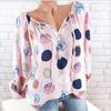 Elegant Women Summer Fashion Long Sleeve Blouse V-neck Stylish Dot Printed Shirts Tops