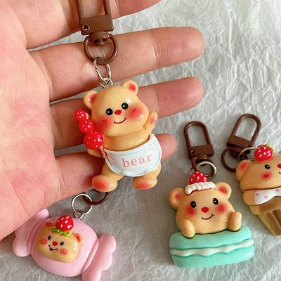 Sevimli Karikatür Küçük Ayı Anahtarlık Kadınlar Kızlar Sevimli Tatlı Sırt Çantası Dekorasyon Kawaii Araba Anahtarlık Aksesuarları Çift Hediye