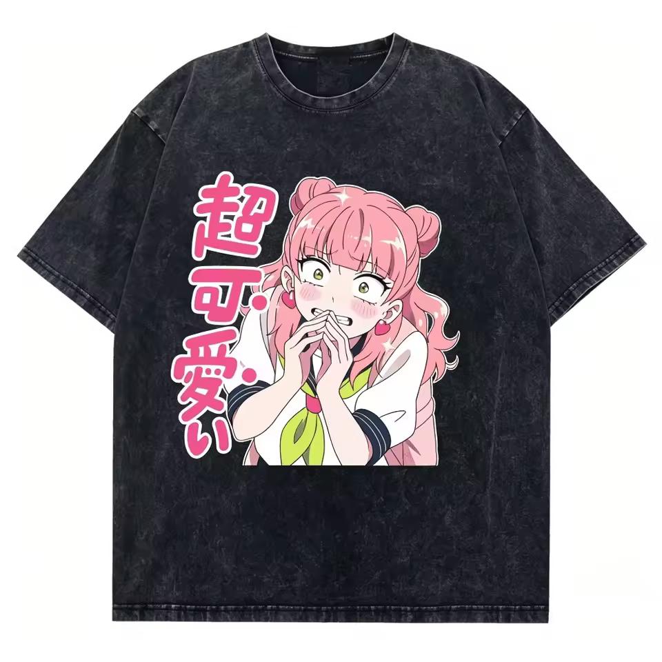 You and I Are Polar Opposites Washed T-shirt Anime Lover Harajuku NewModel Oversized Vintage Loose Streetwear Classic Unisex