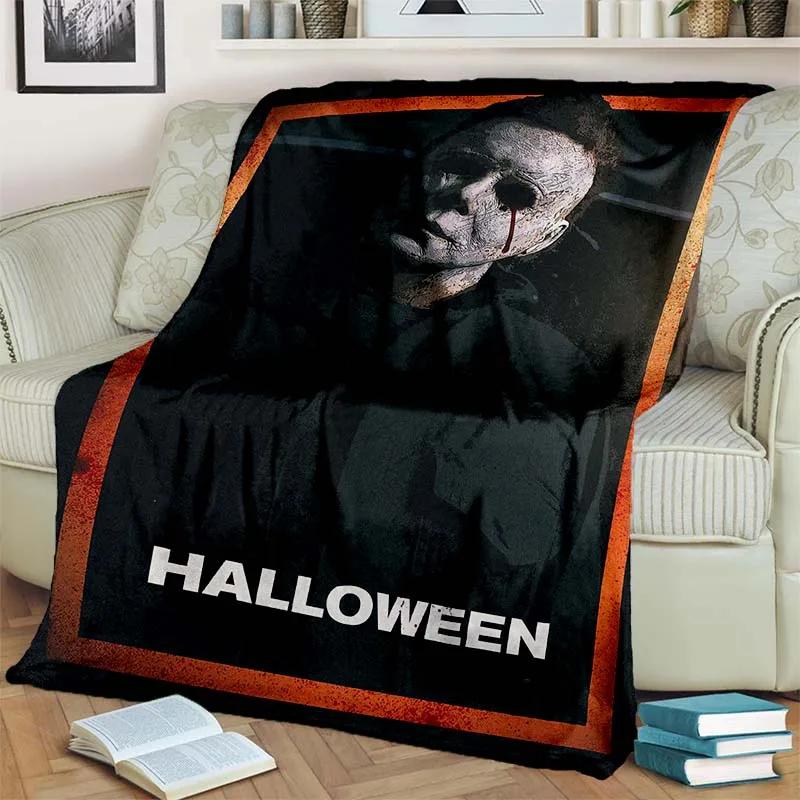 HD Horror Movie Game Halloween Gift Blanket Michael Myers Sofa Bed Decor Warm Flannel for Outdoor Picnic Car