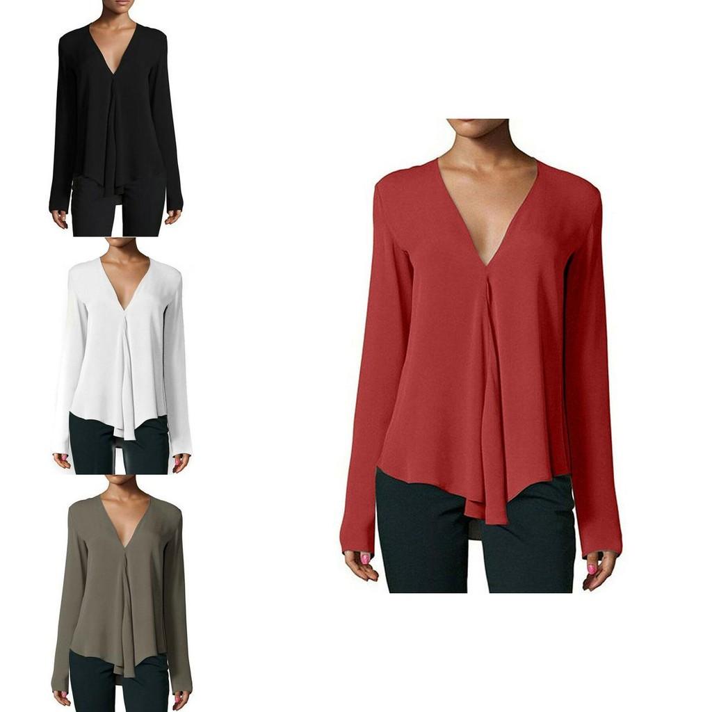 Elegantes Damen Sommer Freizeit Langarm Locker Chiffon T-Shirt Bluse Für Alle Größen