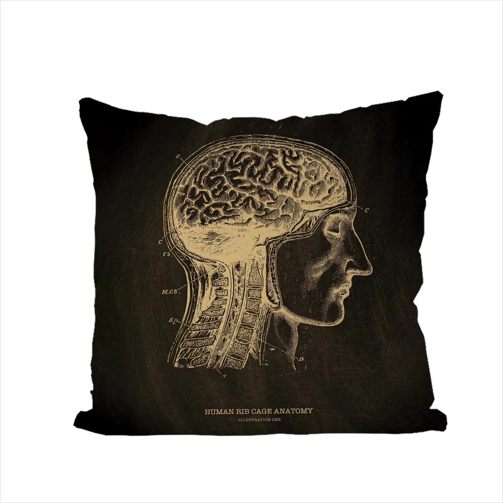 Anatomical Skeleton Pillow Case For Car Sofa Decorative Home Doublesided Print Plush Square Throw Pillow Cushion Cover