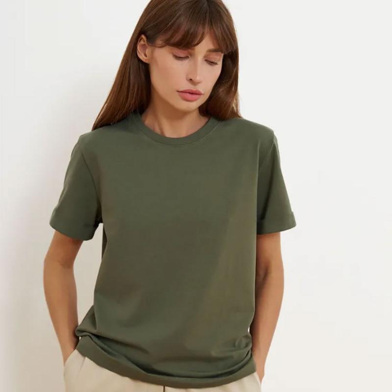

Лето 2024, однотонная свободная женская футболка, модная повседневная футболка с круглым вырезом и коротким рукавом, женские элегантные простые офисные футболки 24139 M