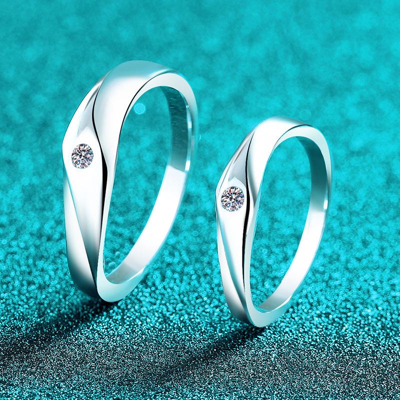 

Парные кольца Yin Baichuan из стерлингового серебра S925 с муассанитом - Простое кольцо с бриллиантом в подарок на День святого Валентина или годовщину Size 20