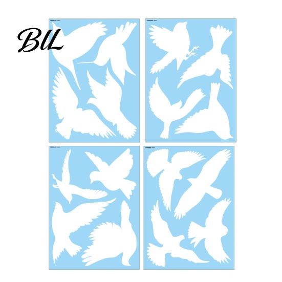 Kitchen Window Sticker 4 Sheets Anti Collision Clings White Bird Butterfly Leaf Shape Scratch-resistant Decal Decals to Prevent Strikes Reusable A