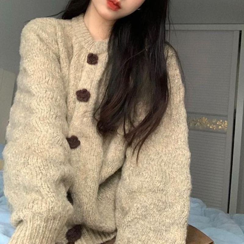 Top Lazy Style Vintage Sweater Women's Autumn Winter Thickened High-end Knitted Cardigan Coat