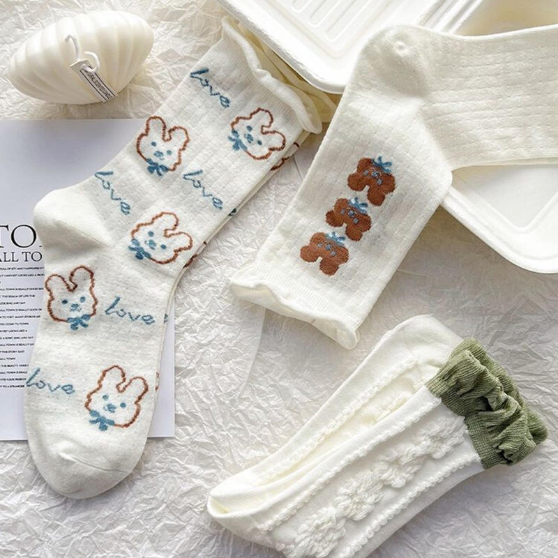 

8-pair set of lace long-sleeved plain bone-like mid-calf boots 8-piece set
