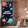 Rocket Birthday Decoration Creative Planet Durable Birthday Banner Vibrant Birthday Backdrop for Outdoor