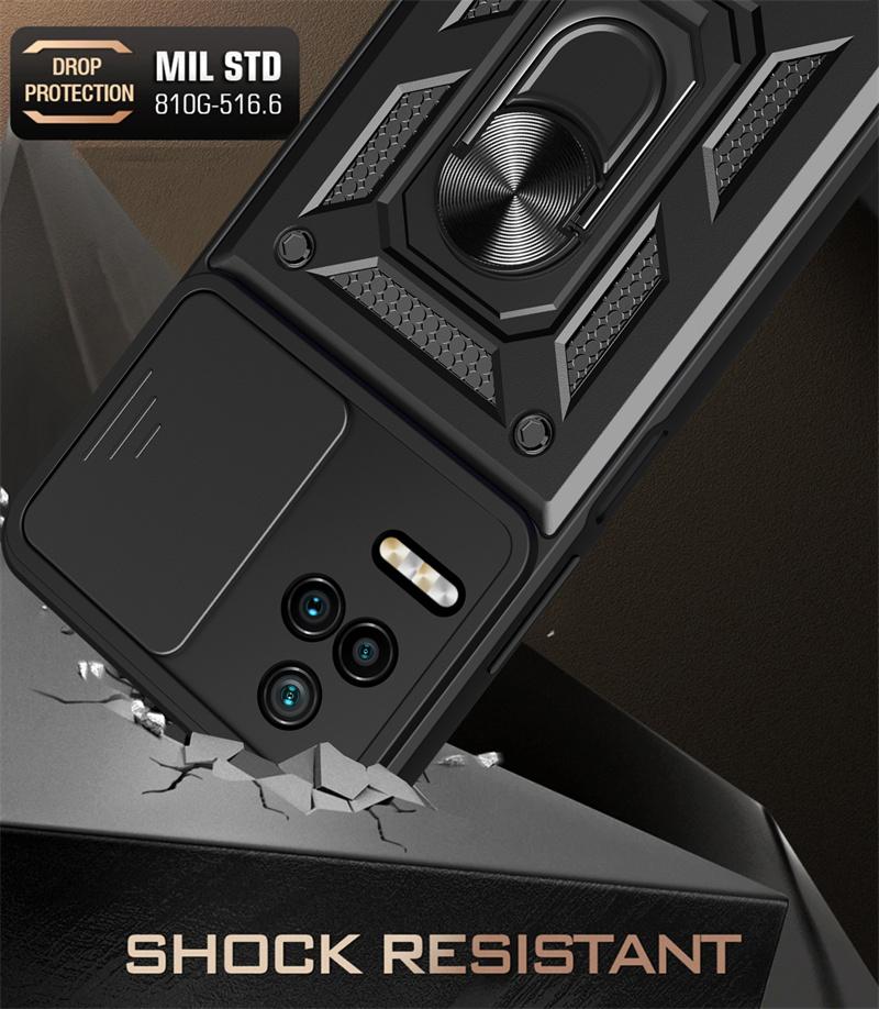 For Xiaomi POCO F4 5G Case Magnetic Ring Bracket Armor Back Cover For Poco Poko Pocco Little F4 F 4 Slide Camera Protect Shell