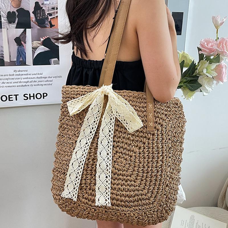 Yogodlns Eco Straw Shopping Bag For Women New Bohemian Beach Bag Large Capacity Shoulder Bag Trend Fashion Woven Handbag Tote