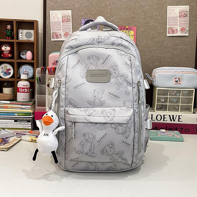 School bag junior high school girl Japanese cute printed bear new high school backpack cute girl travel backpack