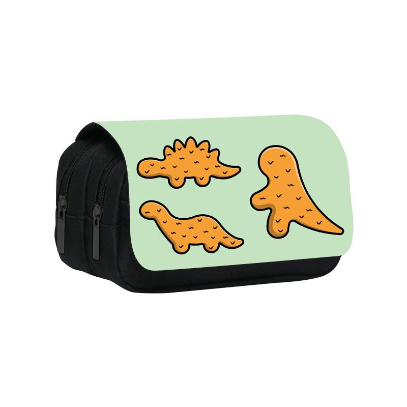Dinosaur Chicken Nugget Double Layer Pencil Case With Nylon Material For Students And School Supplies