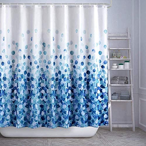 

JRing shower curtain made of polyester fabric, machine washable, anti mold and waterproof shower curtain with 12 hooks, 180x200 180×200cm синій