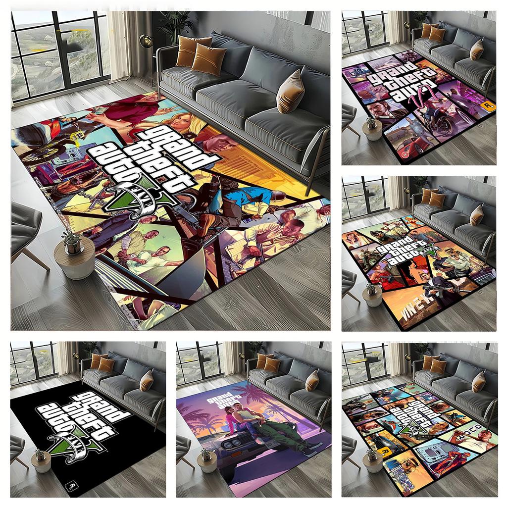 G Grand T Theft S Auto G GTA 6 Game Gamer Carpet Rug Art for Room Decor Home Bedroom Sofa Gift Kids Area Rug Non Slip Floor Mat