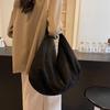 Women Half Moon Bags Large Capacity Hobo Shopper Bag High Quality Soft Faux Suede Bag Fashion Korean Female Underarm Tote Bags