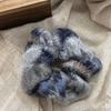 Elegant Plush Soft Wide Scrunches For Women Girls Sweet Ponytail Hair Tie Autumn Winter Checkered High Elasticity Hair Band Gift