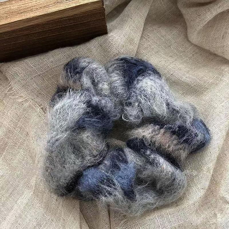 Elegant Plush Soft Wide Scrunches For Women Girls Sweet Ponytail Hair Tie Autumn Winter Checkered High Elasticity Hair Band Gift
