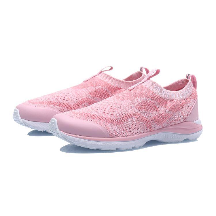 LiNing One-Piece Woven Shock Absorbing Non-Slip Wear-Resistant Breathable Lightweight Low-Top Running Shoes Kids sneaker Pink White YKFP004-4