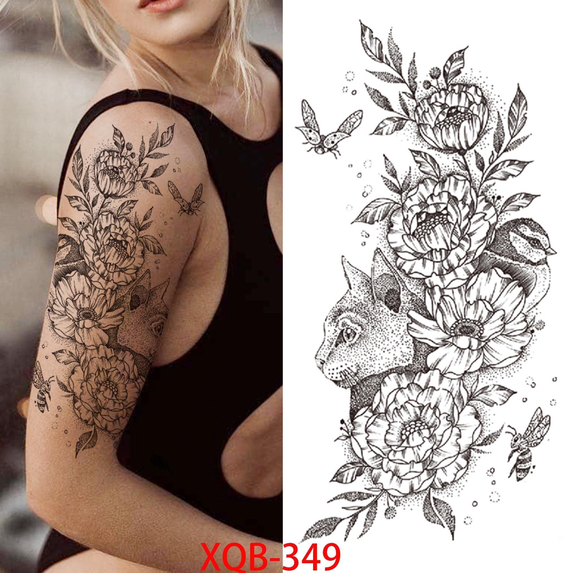 

1 шт. 210*114 мм. Сексуальний дизайн квіткових візерунків. Тимчасові татуювання з чорною трояндою для жінок. Водонепроникні підроблені татуювання для рук. Боді-арт. Рукав. Наклейка на тіло. XQB-349