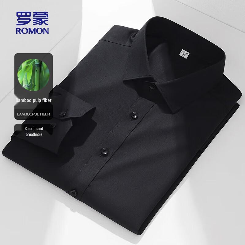 ROMON Men s Non-Iron Bamboo Blend Long Sleeve Shirt 43