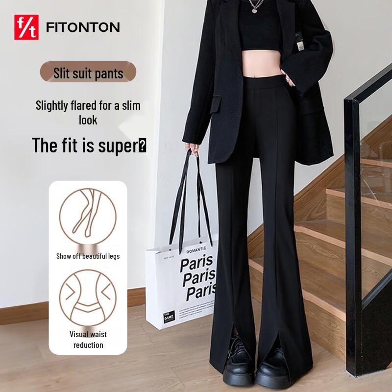 

FitonTon Women s High-Waist Split Flare Pants XL