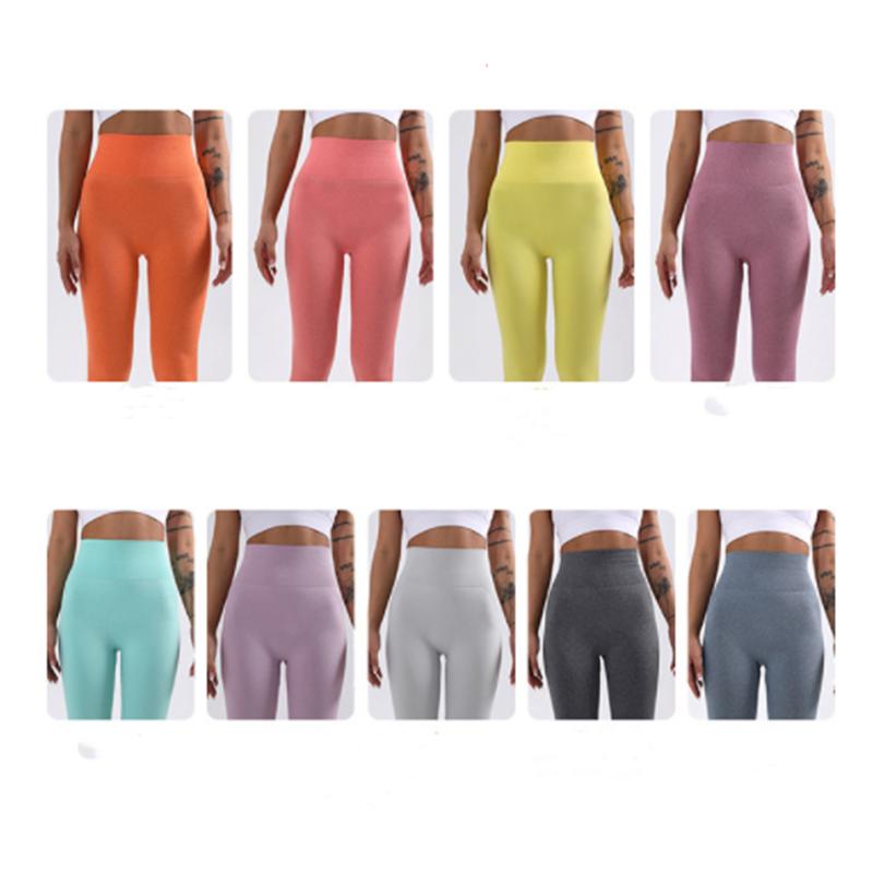 Leggings da yoga fitness da donna a 9 colori, a vita alta, push-up, pantaloni da yoga aderenti senza cuciture per lo sport da donna