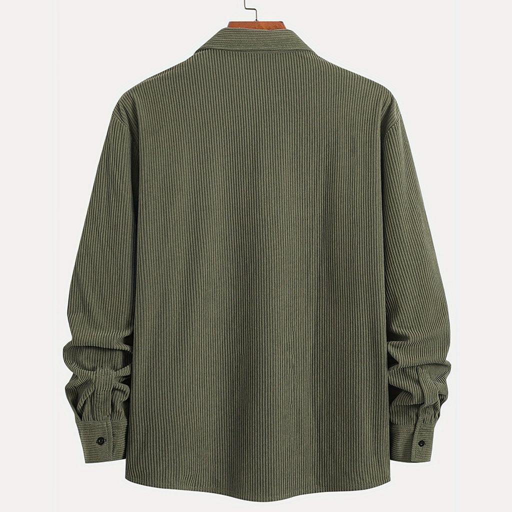 Men's Solid Color Shirt Long Sleeve Men's Casual Fashion Trend With Pocket Shirt Jacket