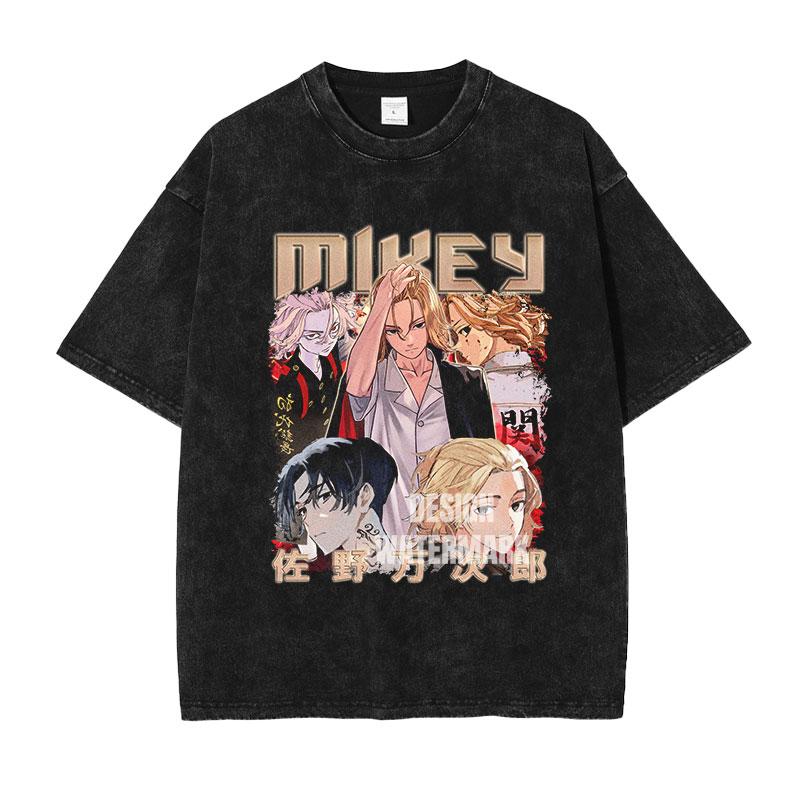 Anime TTokyo RRevengersi T Shirts Manga Vintage Washed Mikey Tshirt Oversized Draken Takashi Takemichi Tops Tees Cotton S