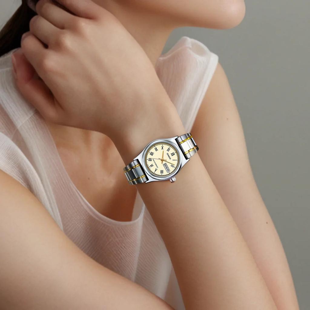 Casio Standard Series Waterproof Calendar Vintage Watch Quartz Movement Stainless Steel Band Women watches Silver LTP-V006SG-9B