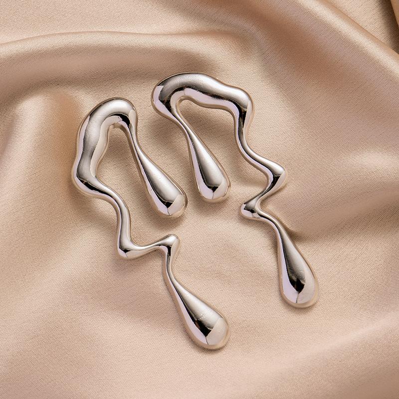 Jewelry Irregular stud earrings Personality trend Geometric hollow water drop earrings