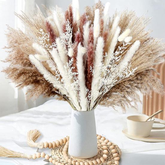 1 Bund trockenes Schilfgras, kein Gießen, nicht verwelkt, pflegeleicht, natürlicher getrockneter Pflanzenstrauß, DIY, Hochzeit, Boho-Blume, Heimdekoration