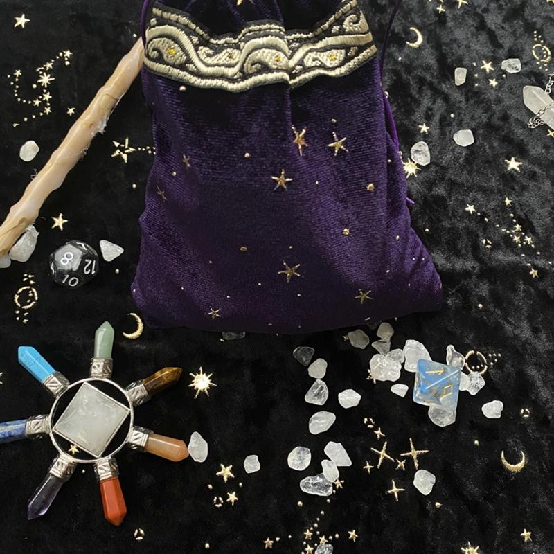 Velvet & Satin Drawstring Pouch for Ideal Size for Tarot & for Oracle Cards DND D&D Dungeons & Cards Accessories Jewelry
