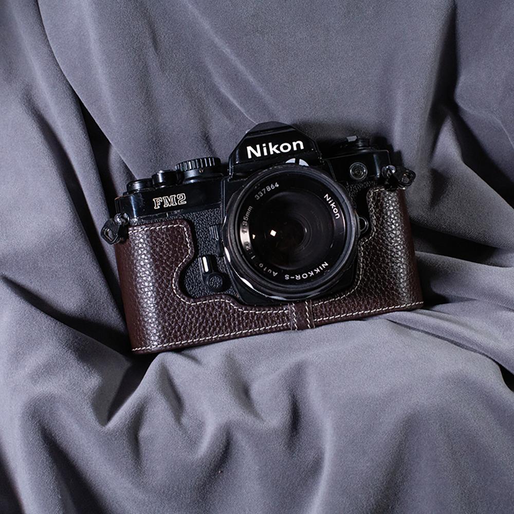 For Nikon FM2/FE2 Case Genuine Real Leather Half Cover Bag Case FM2/FE2 Case Handmake Leather Camera Bag Photography Accessories