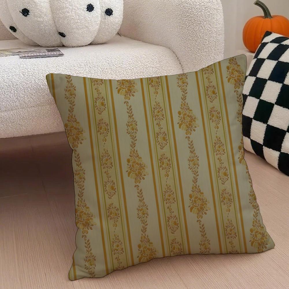 Vintage Stripes Pillow Classic Retro Cushion Cover Throw Pillow Cover Hidden Button Durable Polyester Chair Cushion