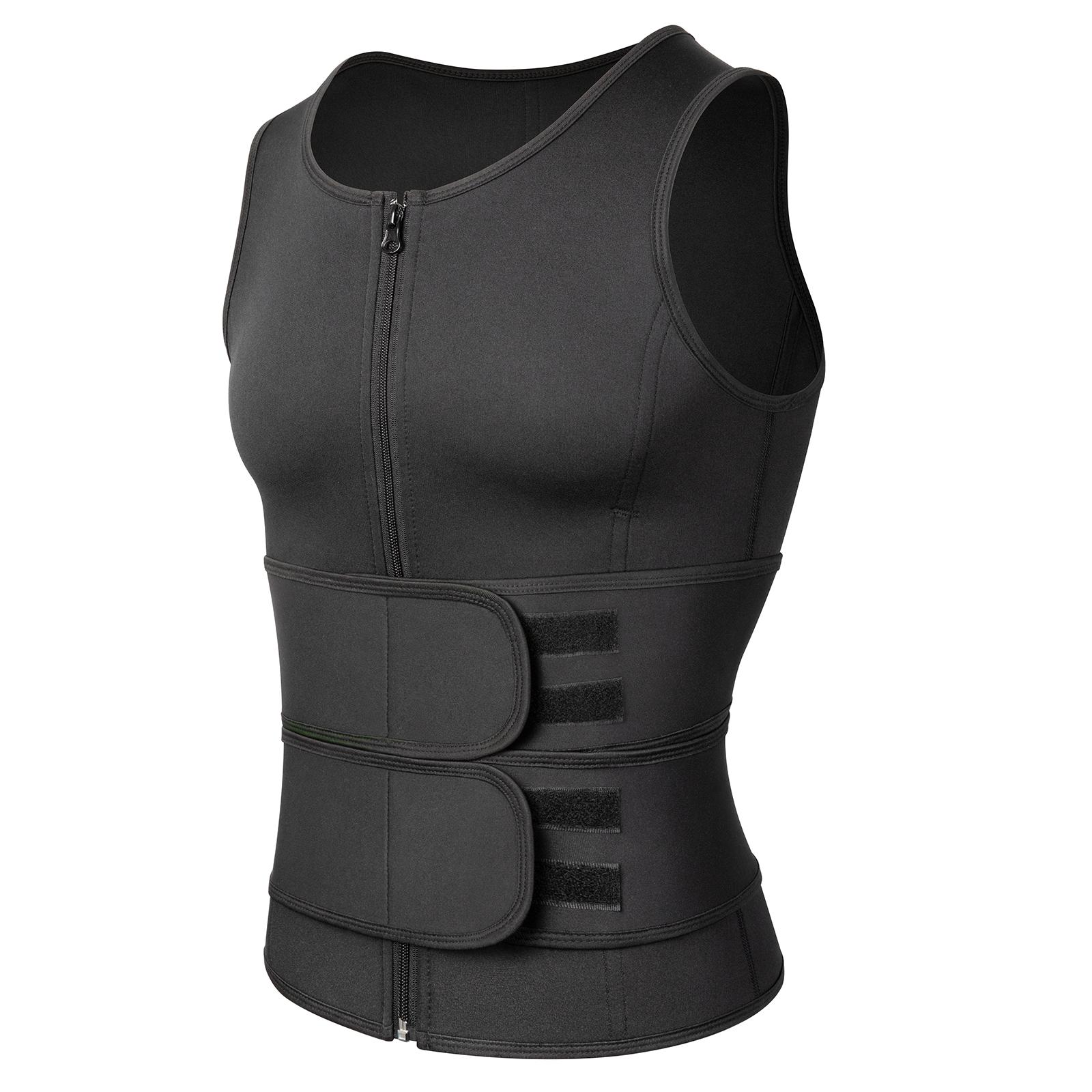 

Мужской спортивный жилет для талии, горячий неопреновый костюм для сауны для похудения, формирователь тела, нижнее белье для похудения, компрессионная рубашка, топы для тренировок, корректирующее белье S чёрный